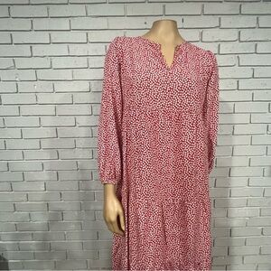 Isabel Maternity S Red White Polka Dot Tiered Waist Ruffle Balloon Sleeve Dress